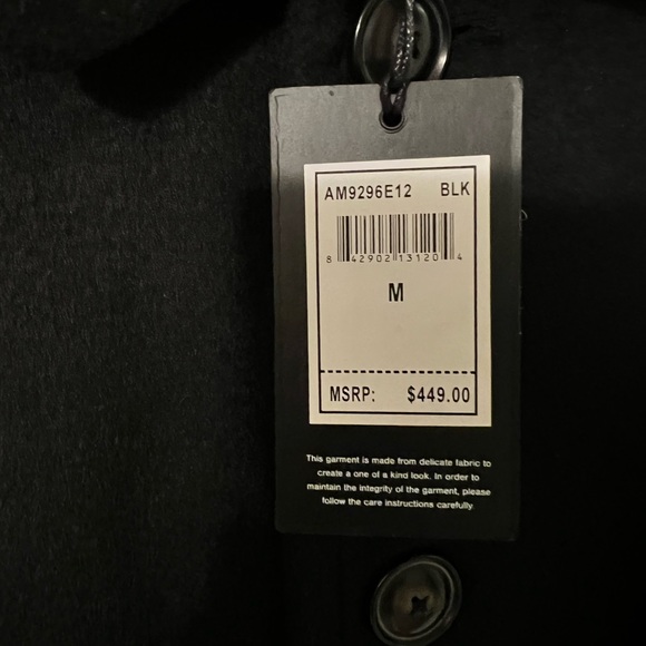 JET BLACK WOOL BLEND COAT BY 7 FOR ALL MAN KIND… SIZE MEDIUM… NEW WITH TAGS. - Picture 12 of 14